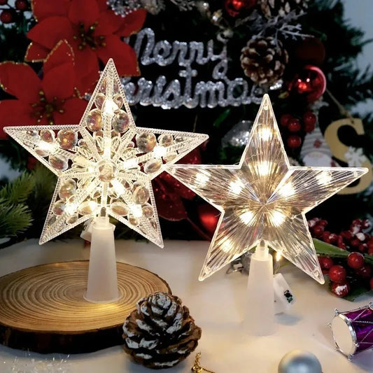 15cm Christmas Tree Decoration Stars Warm White Lights Home Room Decor Shining Lamp Xmas Festival