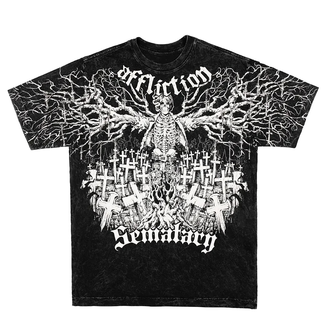 American Goth Haunted Mound Graphic T-shirt Printed Men Women Y2K Grunge Summer Short-sleeved Oversized T-shirt Streetwear To