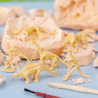 Dinosaur Skeleton Excavation Toy DIY Digging & Assembly Model, Archaeological Science Kit Fossil Experience for Educational P