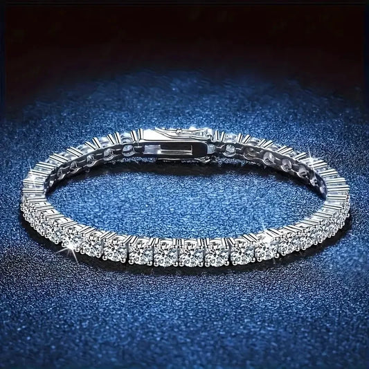 S925 Silver Platinum Plated Moissanite Bracelet Sparkling Personality Wedding Jewelry Gift Charm Bracelet For Women