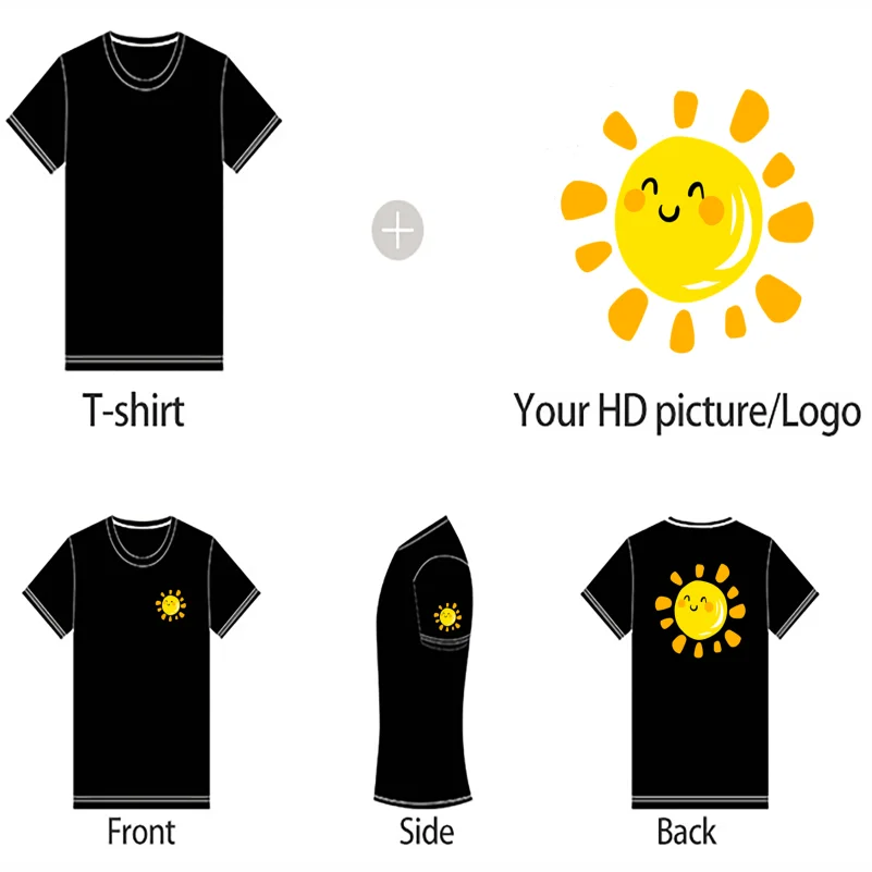 100% Cotton T-shirt Custom Logo Street Trend Short Sleeve T-shirt Embroidery Design European American Size Tops Printing Patt