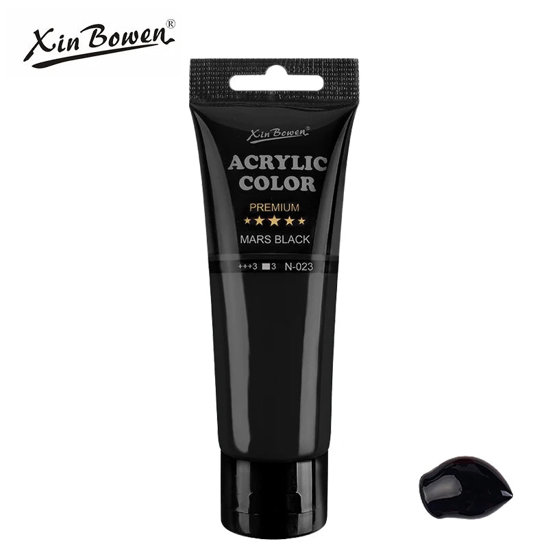 75ml Acrylic Paint for Wall Art Student DIY Graffiti Shoes Waterproof Sun Resistant Textile Painting Materials - Black
