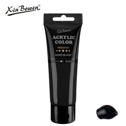 75ml Acrylic Paint for Wall Art Student DIY Graffiti Shoes Waterproof Sun Resistant Textile Painting Materials - Black