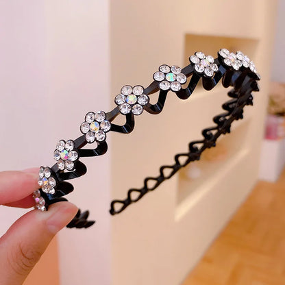 Non-Slip Rhinestone Hairbands Elastic Flower Fashion Pearl Women Hair Hoop Bands Headband Bezel Girls Hair Accessories Headdr