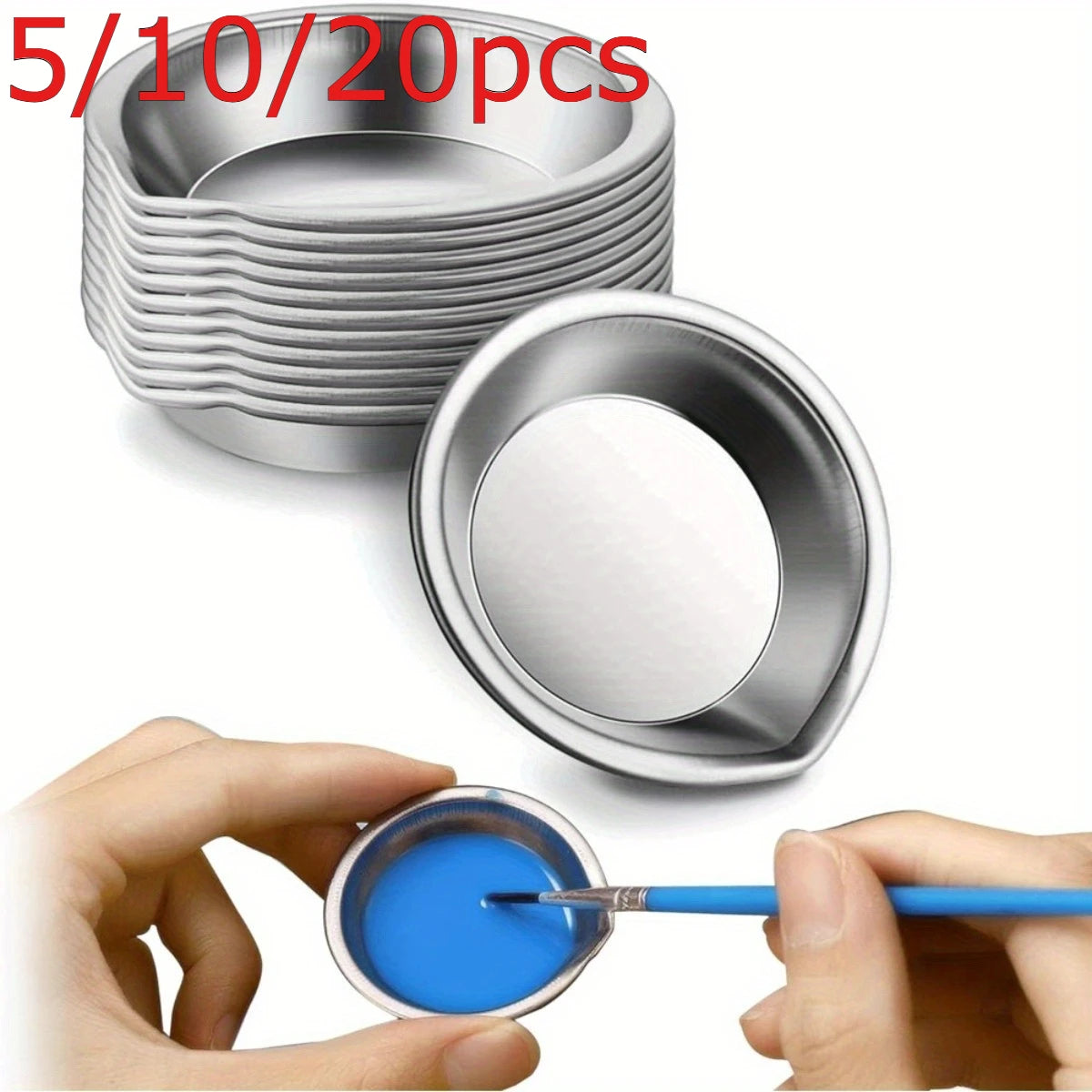 5/10/20pcs Durable Stainless Steel Paint Palette Set,Round Mixing Trays for Artists - Metal Art Supplies for Home and School 