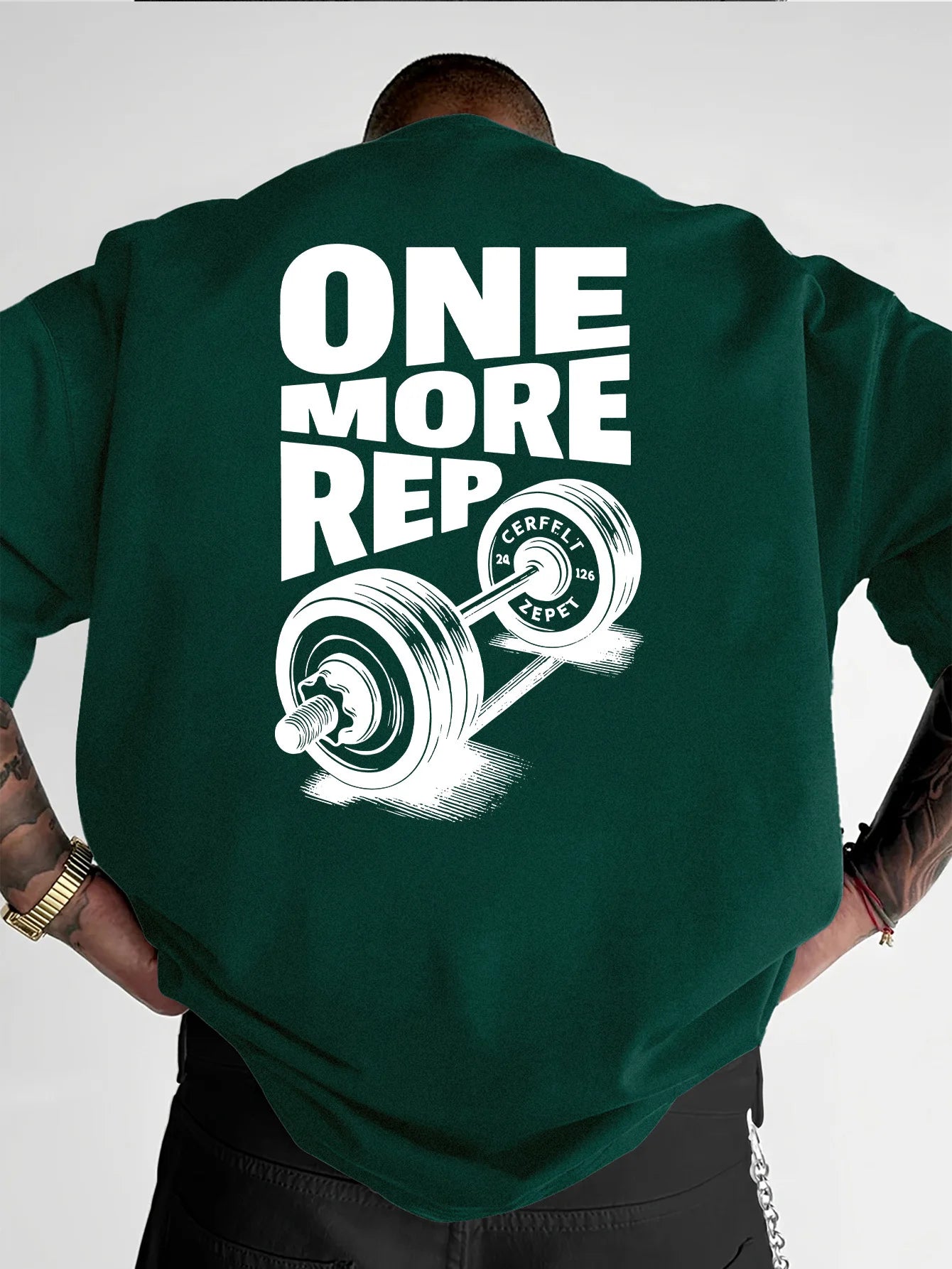 Men's T-Shirt Vintage Funny Gym Workout ONE MORE REP Weightlifting Women Streetwear Cotton Oversized Tees Short Sleeve Loose 