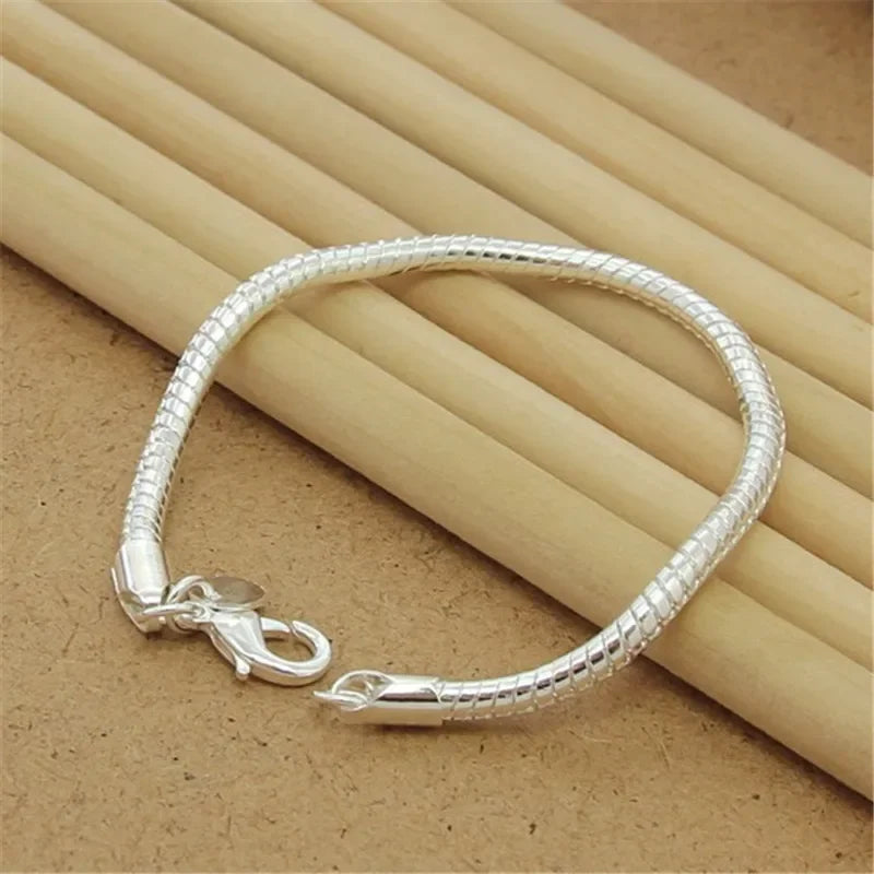 Fine Noble 925 Sterling Silver Solid Chain Bracelet For Women Men Charm Party Gift Wedding party Fashion Jewelry - H187