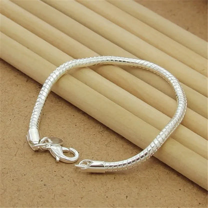 Fine Noble 925 Sterling Silver Solid Chain Bracelet For Women Men Charm Party Gift Wedding party Fashion Jewelry - H187