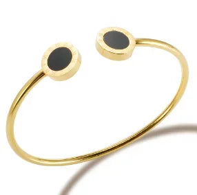 Fashion Simple Stainless Steel 3 Crystal Bracelet Bangle - B25 Gold