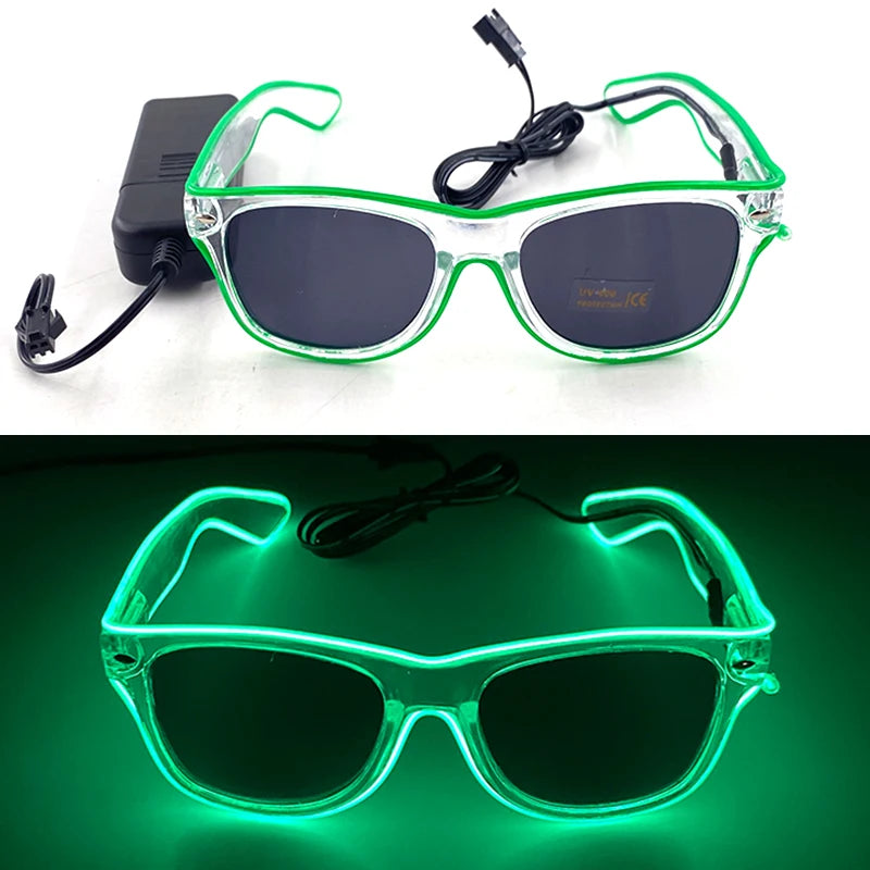 1PC Light Up LED Glasses Glow Sunglasses EL Wire Neon Glasses Glow in The Dark Party Supplies Neon Party Favors for Adults - 