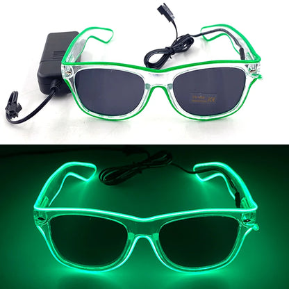 1PC Light Up LED Glasses Glow Sunglasses EL Wire Neon Glasses Glow in The Dark Party Supplies Neon Party Favors for Adults - 