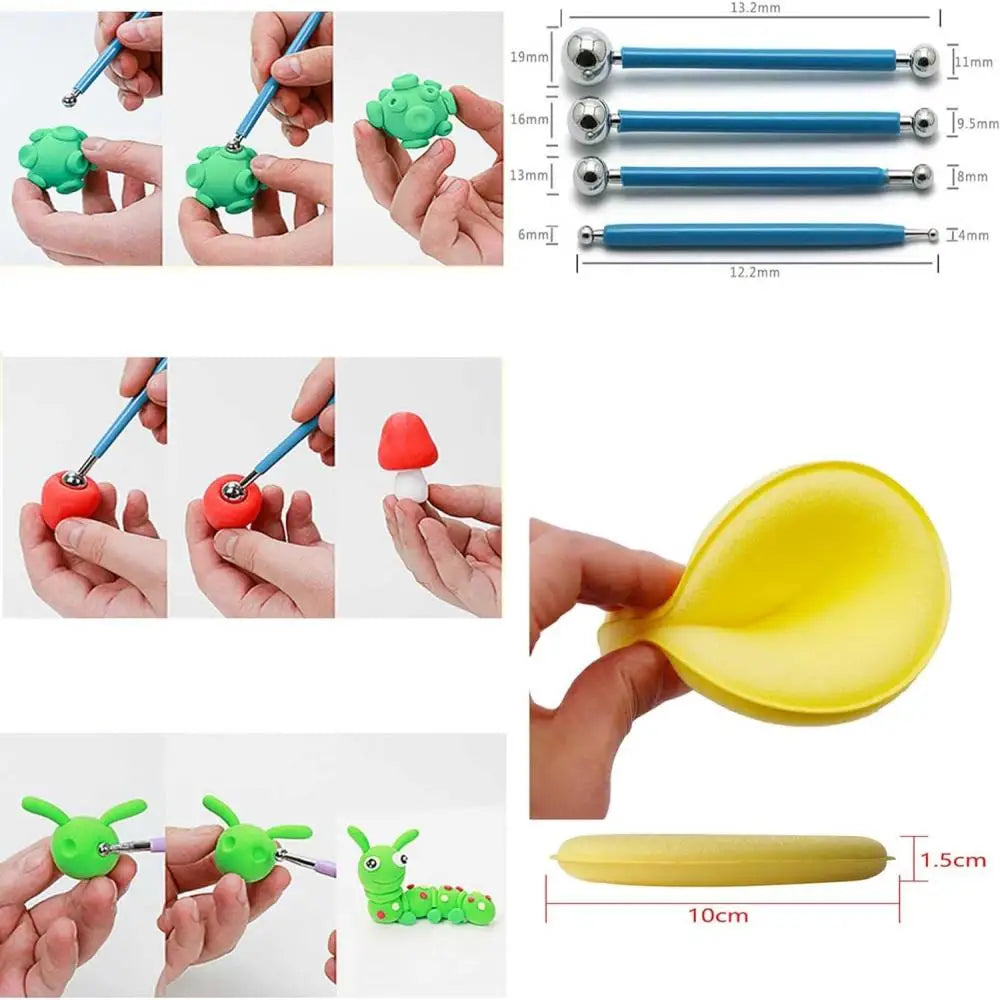 4pcs Sculpture Modeling Tools Clay Tools Dotting Sculpting Modeling ceramics Set Double-Ended Metal Ball Cake Decoration Tool