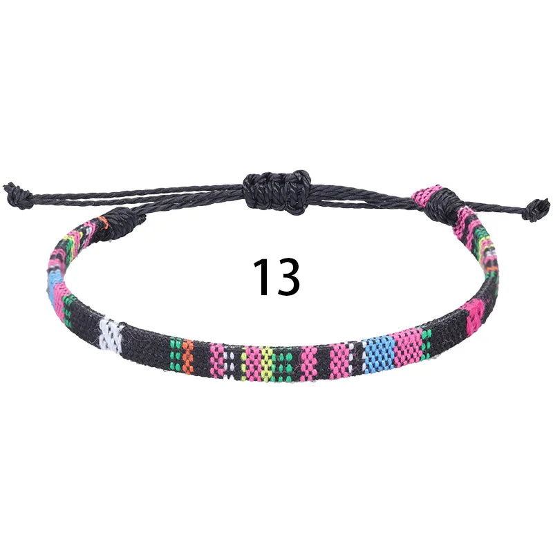 Anklets For Women Woven Fabric Foot Leg Bracelet Men Handmade Rope Braid Knot Beach Barefoot Weave Ethnic Boho Adjustable Cha