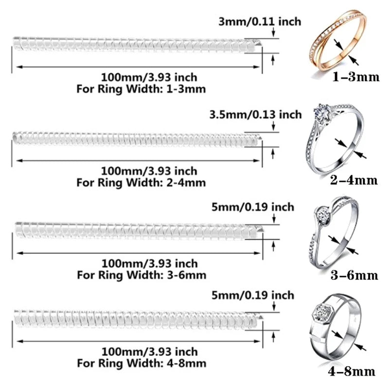 8/12/34 Pcs/Set Silicone Invisible Clear Ring Size Adjuster Guard Tightener Resizing Jewelry Tools Resizer Loose Rings