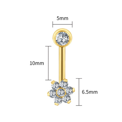 Right Grand ASTM F136 Titanium CZ Flower VCH Piercing 14G L-Bend Barbell Christina Piercing Jewelry