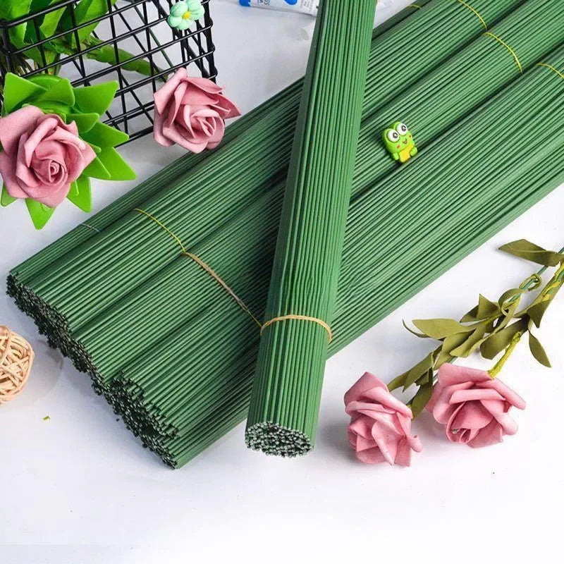 Artificial Flower Stem Wire Flower Pole Rod for diy Chenille Stems Stick Simulation Flower Material With Green Floriculture T