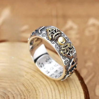 Chinese Feng Shui Pixiu Ring Silver Plated Copper Coins Adjustable Rings for Women Men Amulet Wealth Lucky Jewelry Birthday G