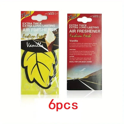 3-60pcs Car Air Freshener Natural Scented Tea Paper Auto Hanging Vanilla Perfume Fragrance Leaf Shape Car Accessories Interio