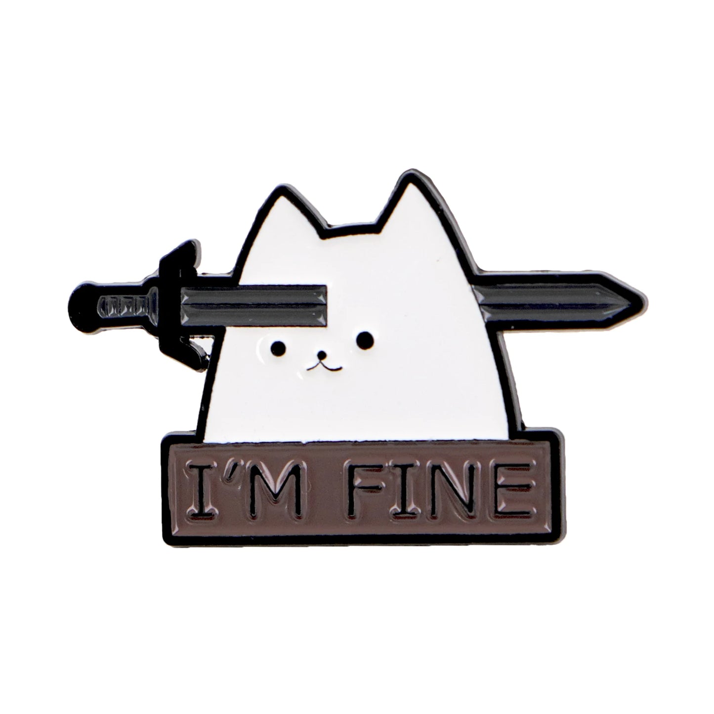 Cute Cat Enamel Pins "FINE"Brooches Metal Lapel Pin Badge Backpack Accessories Jewelry Friend Gifts