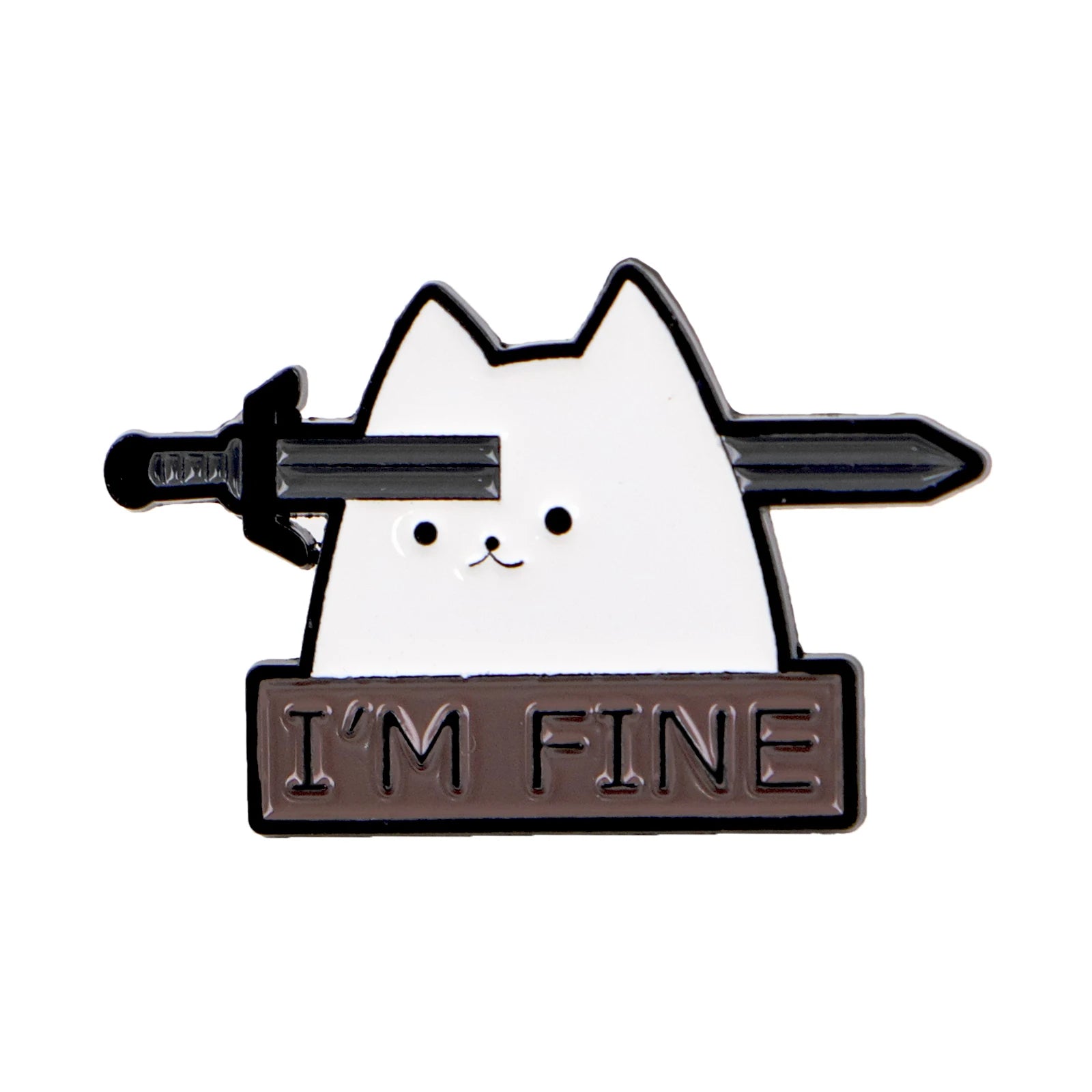 Cute Cat Enamel Pins "FINE"Brooches Metal Lapel Pin Badge Backpack Accessories Jewelry Friend Gifts