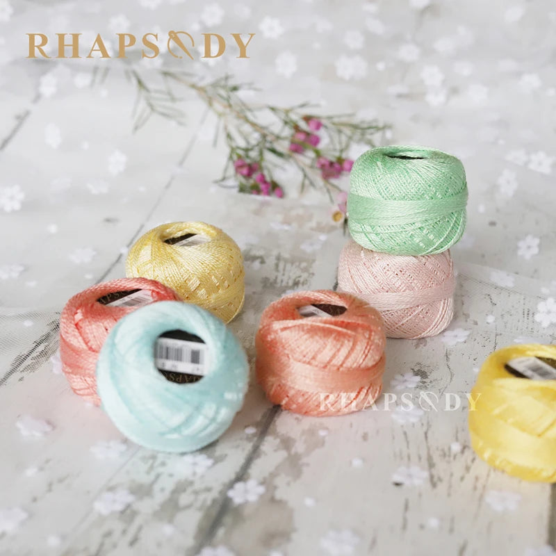 Rhapsody Size #8 Pearl Cotton Crochet Thread Embroidery Craft Needle Cross Stitch Egyptian Cotton Mercerized 12 Balls Set