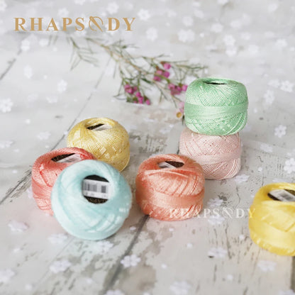 Rhapsody Size #8 Pearl Cotton Crochet Thread Embroidery Craft Needle Cross Stitch Egyptian Cotton Mercerized 12 Balls Set