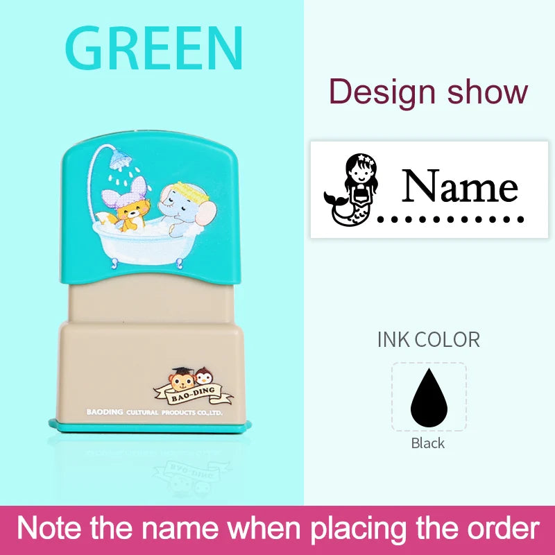 Personalized Kids Name Stamp-Custom Waterproof Seal Stamps for School,Durable Non-Fading Ink, Travel Case & Educational Tools