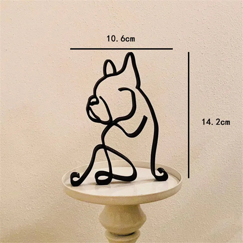 Dog Art Sculpture Metal Dog Abstract Minimalist Art Iron Figurines Office Desktop Accessories For Home Decoration Cute Miniat