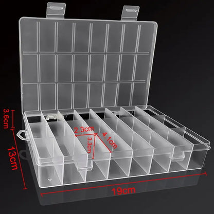 24 Grids Compartment Plastic Storage Box Jewelry Earring Box Bead Screw Container Home Storage Case Display Organizer Contain