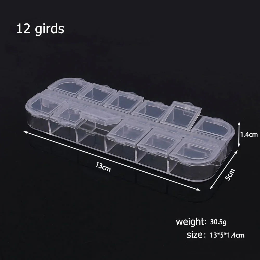 6–32 Compartment Plastic Storage Organizer Box for Beads, Jewelry & Craft Supplies - 12 girds seprately