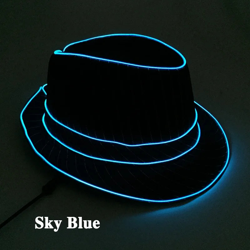 LED Fedora Hat Concert Grand Event Concert NightClub Masquerade Jazz Top Cap Luminous Hat Men Women Led Panama Gangster Hats