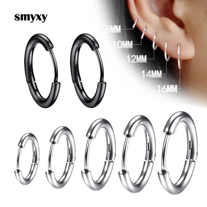 1 Pair Women/Man Stainless Steel Small Hoops Earring Piercing Ear Cartilage Tragus Simple Thin Circle Anti-allergic Ear Buckl