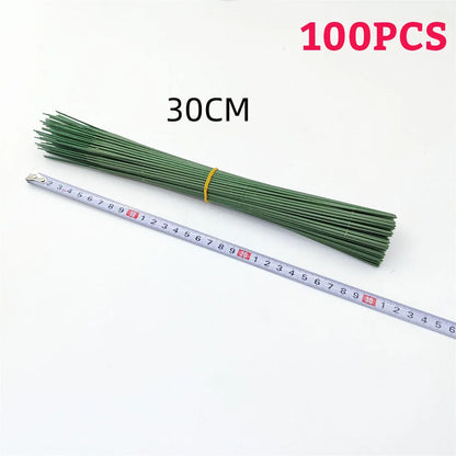 Green Flower Stem Sticks DIY Floral Material Handmade Wire Stem Floriculture Tape Self-adhesive Bouquet Floral Stem Paper Tap