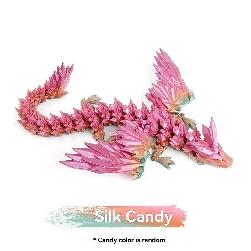 3D Printed Dragon Colorful Gem Dragon Figurines Movable Joint Rotatable Articulated Dragon Crafts Desktop Western Action Figu
