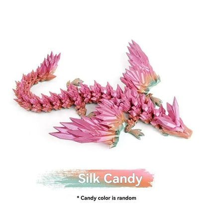 3D Printed Dragon Colorful Gem Dragon Figurines Movable Joint Rotatable Articulated Dragon Crafts Desktop Western Action Figu