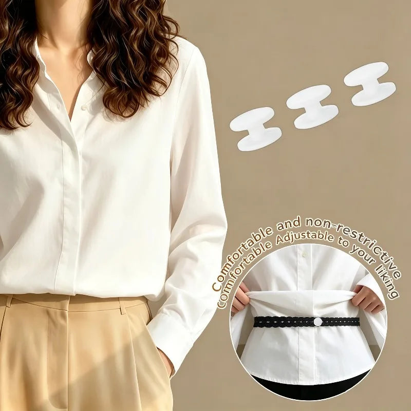 4PCS/Set (1 Strap+3 Buttons) Exquisite Lace Trimmed Hem Waistband Suitable for T-Shirts, Dresses, Shirts Shorten Clothing Len