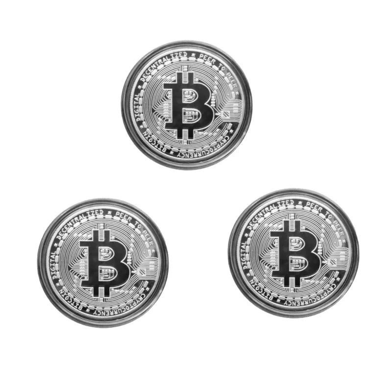 3/1PC Bitcoints BTC Coins Collectible Collection Gold Plated Bitcoin Coin Collectible Art Collection Gift Physical Commemorat