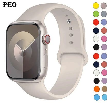 Silicone Band For Apple Watch strap 44mm 45mm 40mm 41mm 42-38mm 45 mm sport bracelet iwatch series 8 7 6 5 4 3 SE 9 Ultra 2 4