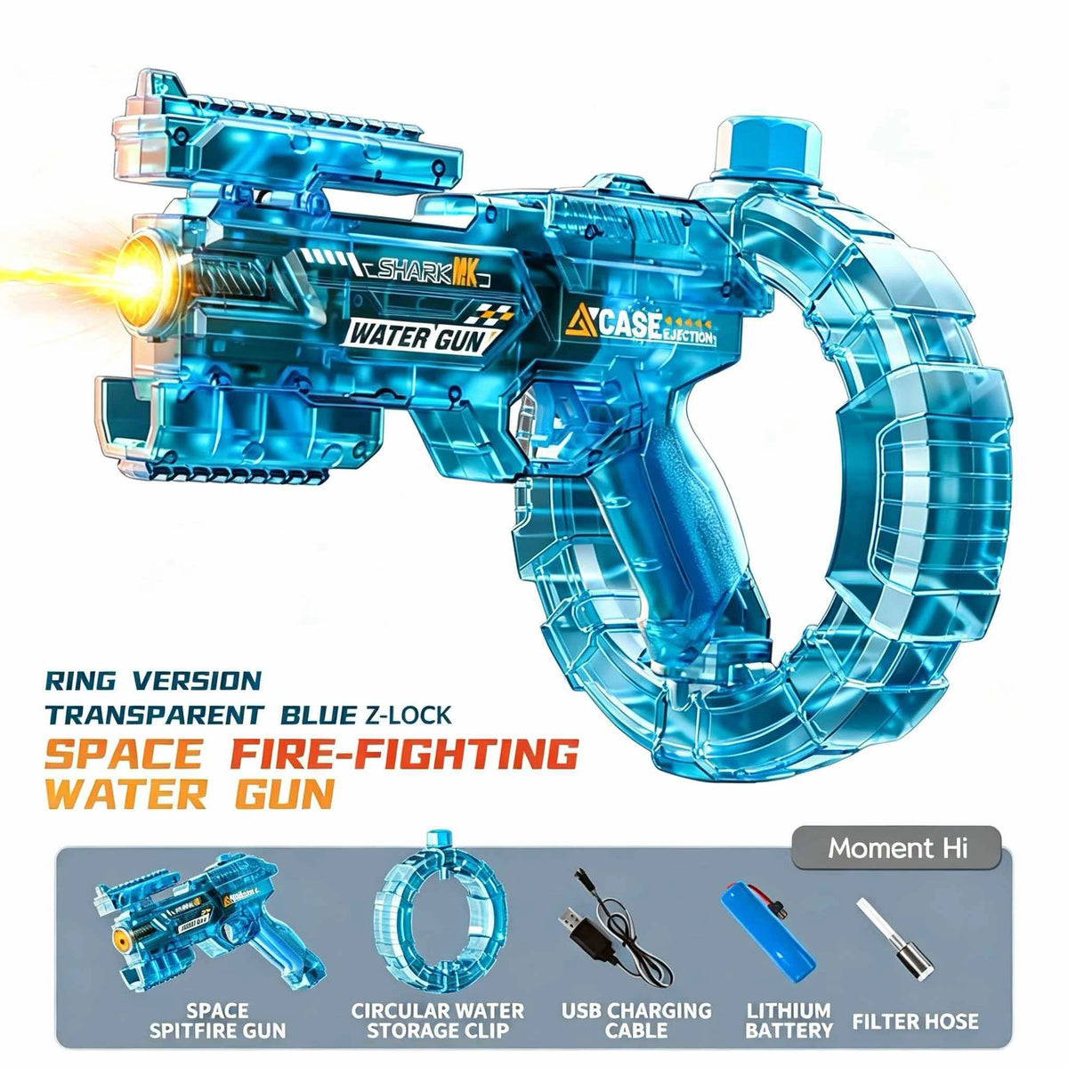 Simulated Firing and Recoil Electric Water Gun Toys Children Automatic Sensor Lights Water Pistol Summer Outdoor Beach Kids T