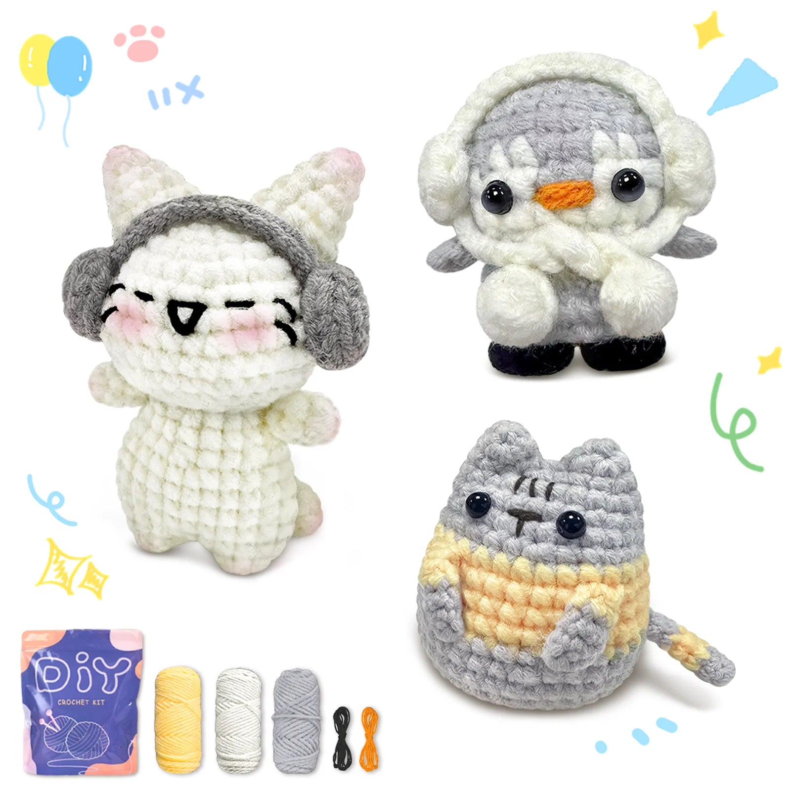 Crochet Kit for Beginners, DIY Animal Crochet Set, Easy Crochet Starter Kit, Step-by-Step Patterns, Fun Craft Project for Kid