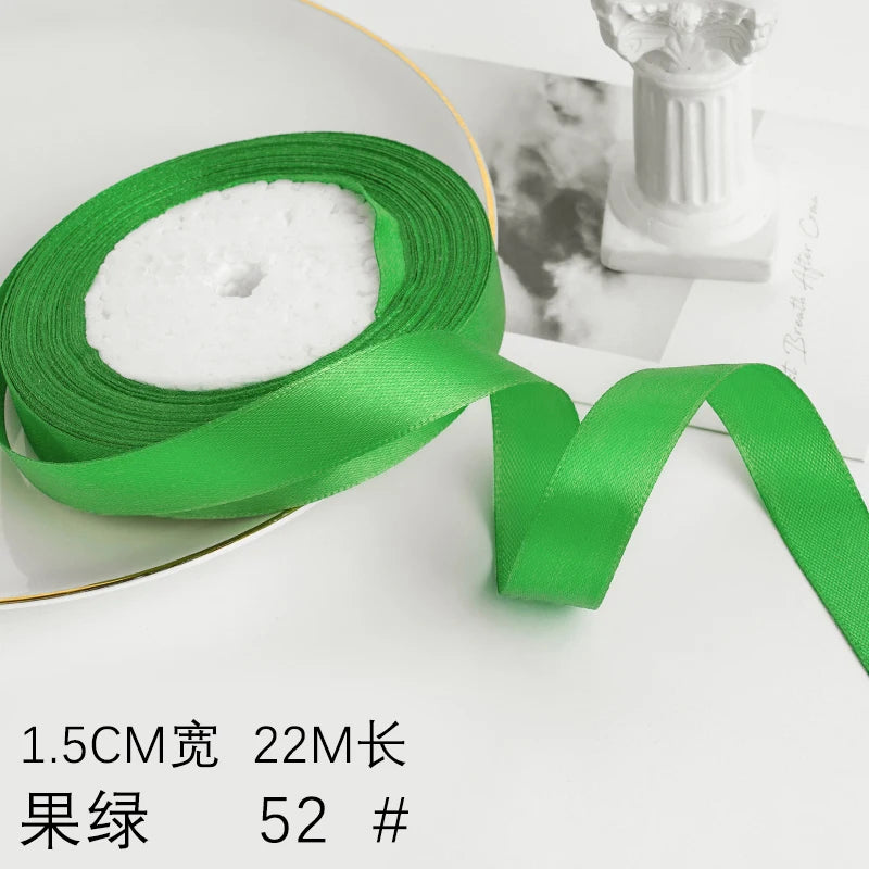 Wusmart 22Meters/Roll 1.5cm Single Face Satin Ribbon DIY Handmade Crafts Fabric Christmas Wedding Decoration Silk Ribbons - F