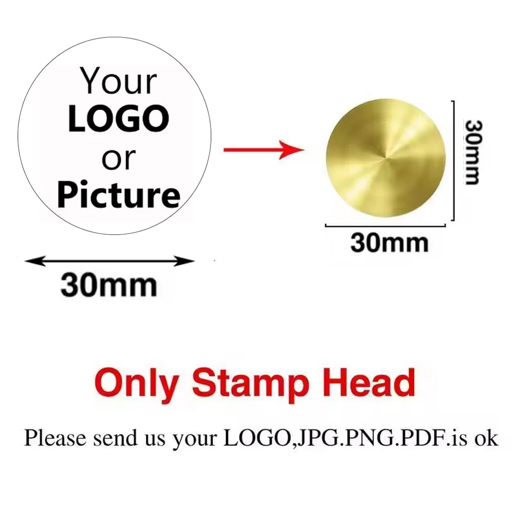 Custom Brass Wax Seal Stamp Personalized LOGO 25/30/40/50mm Round/Square Wax Sealing Head For Wedding Invitation Card Decor S