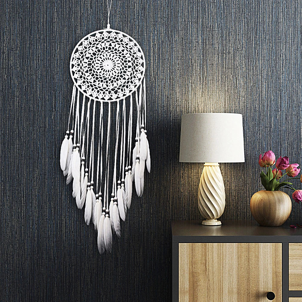 Macrame Dream Catcher Bohemian Leaf Wall Hanging Nordic Decor Boho Tapestry Ornaments for Home Living Room Kids Room Decorati