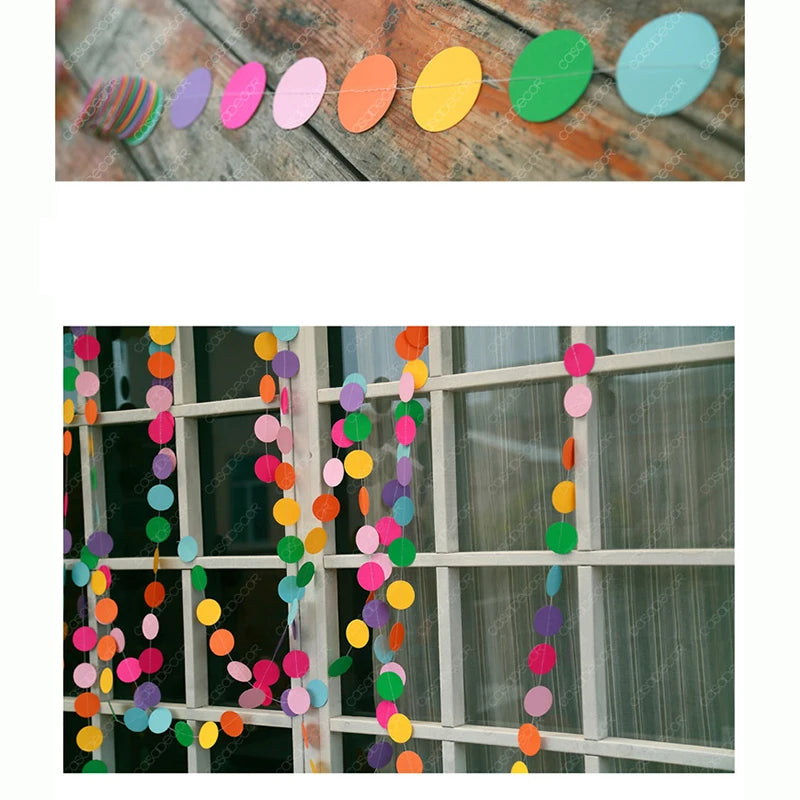 Macaron Colored Circle Garlands Decorations for Classroom Room Baby Shower Birthday Party Decor Wall Hanging Dots Paper Strin