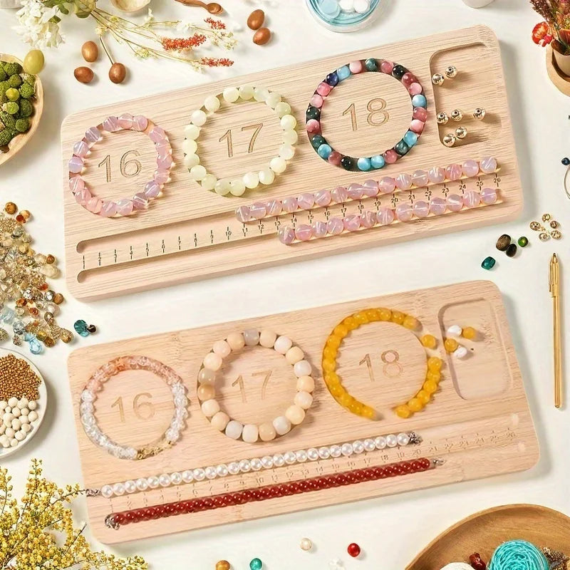 Bead Board for Making Jewelry Bracelets,Bracelet Size Measuring Instrument,Bead Tray,Jewelry Making Supplies,Solid Wood Desig