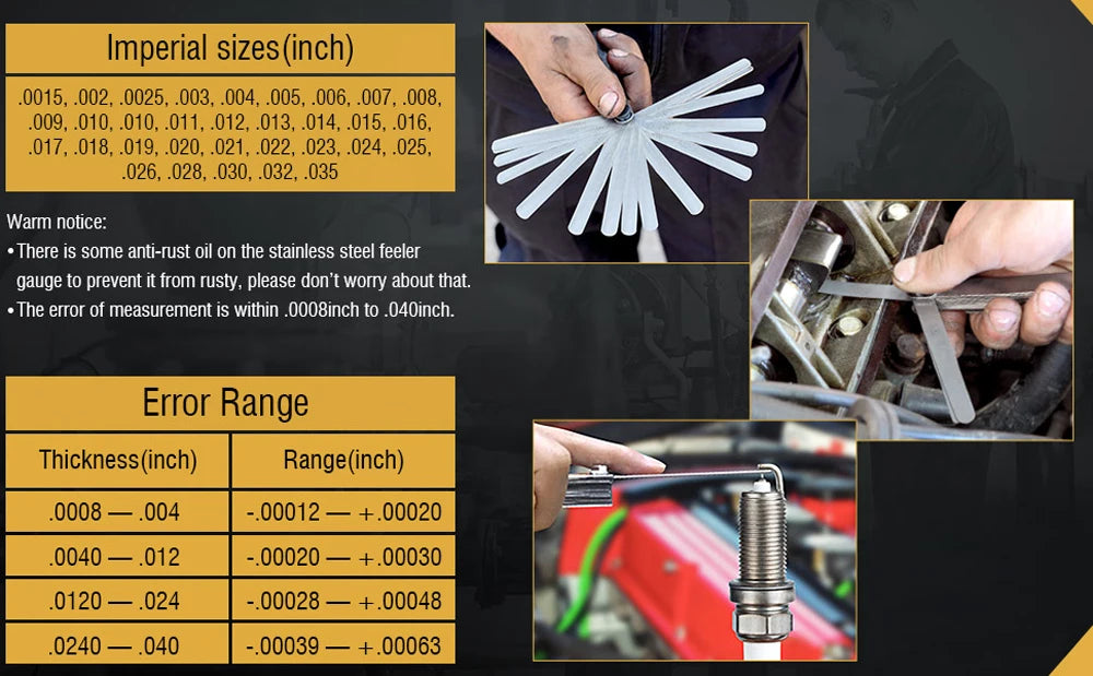 32 Piece Feeler Gauge Portable Durable Various Specifications Arc Stainless Steel Feeler Gauge Gap Gauge Rangefinder