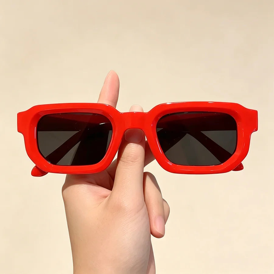 6PCS/Set Women Vintage Rectangle Frame Sunglasses Fashion Retro Sun Glasses Design Glasses Eyewear Men Goggle - 1PC-C5