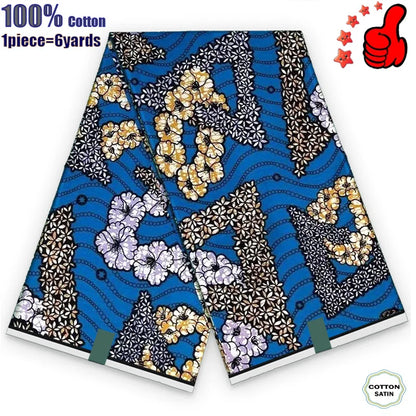 100% Cotton Soft Original Guaranteed Veritable African Real Wax Fabric Ghana Nigeria Style Ankara Wax Batik Fabric - 52
