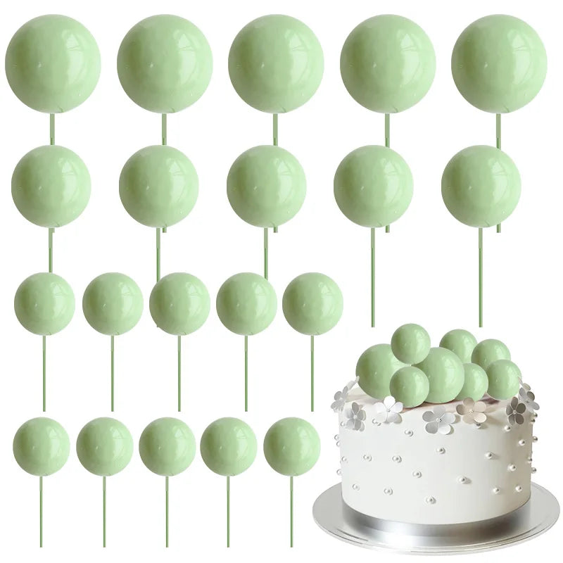 20Pcs Colorful Balls Cake Topper Mini Balloons Cupcake Insert Sticks for Wedding Birthday Party Cake DIY Decoration Baby Show