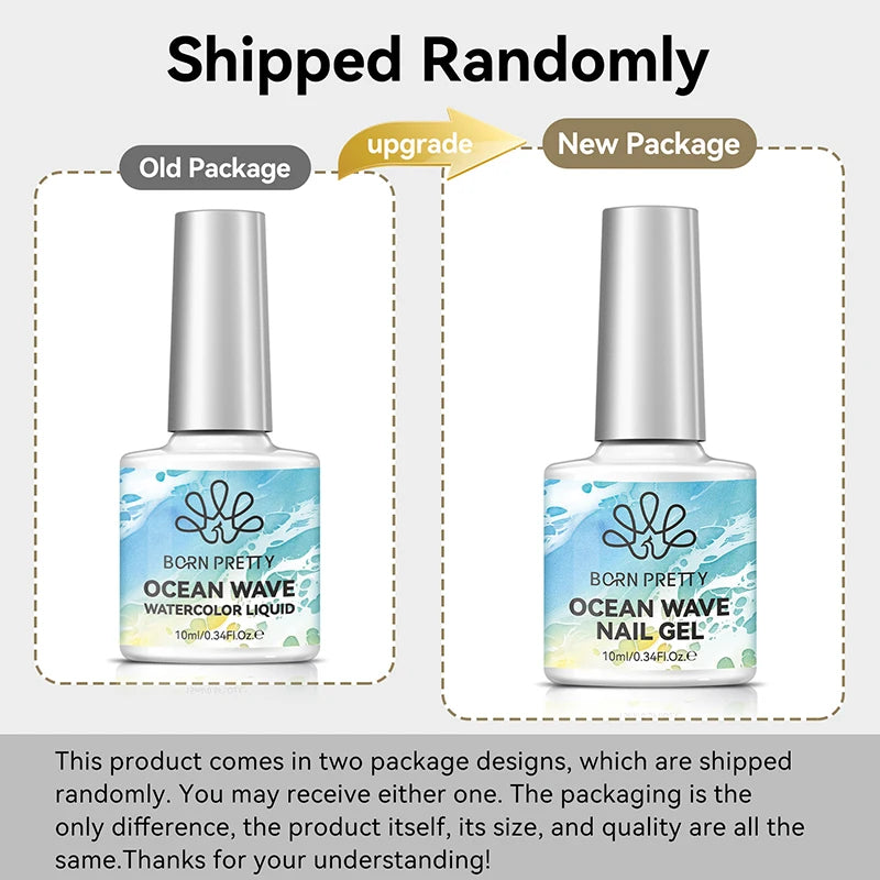 BORN PRETTY 10ml Ocean Wave Watercolor Liquid Gel Polish Stroke White Watercolor 3 Seconds Spread Lace Hollow Gradient Nail A